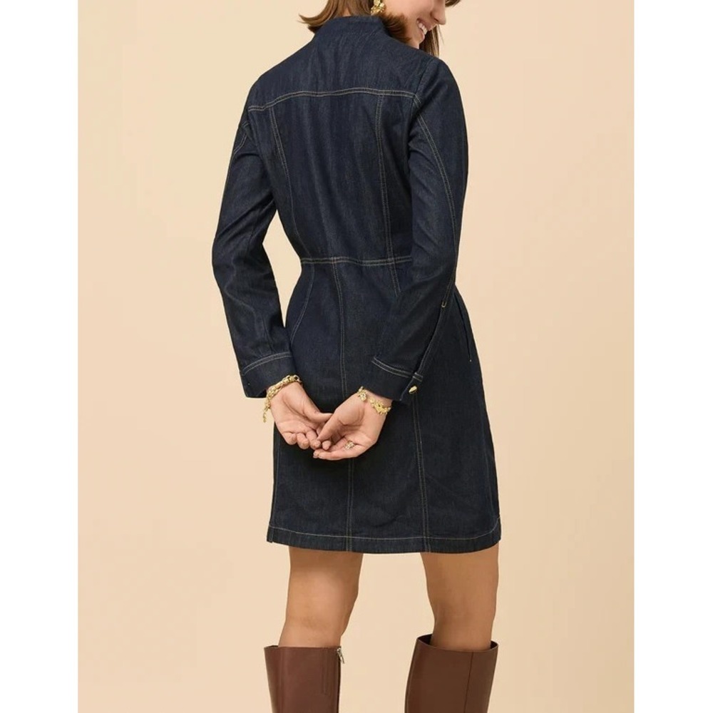 Spartina 449 Morgan Dark Blue Y2K Old Money Denim Quiet Luxury L Urban Dress - Picture 5 of 10